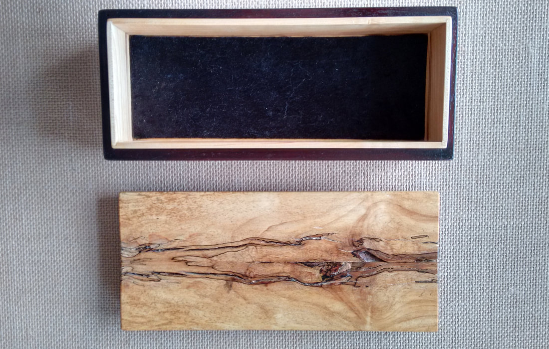 Interior View Handcrafted Spalted Maple Wood Treasure Box