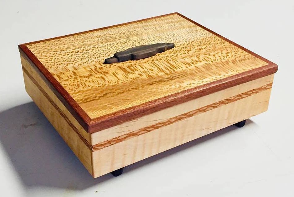 Handcrafted Sycamore and Maple wood treasure box